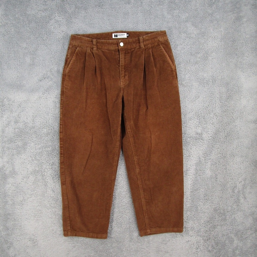 Monet Skateboards Brown Corduroy Pleated Pants Men 30 Tobacco Skate Trousers